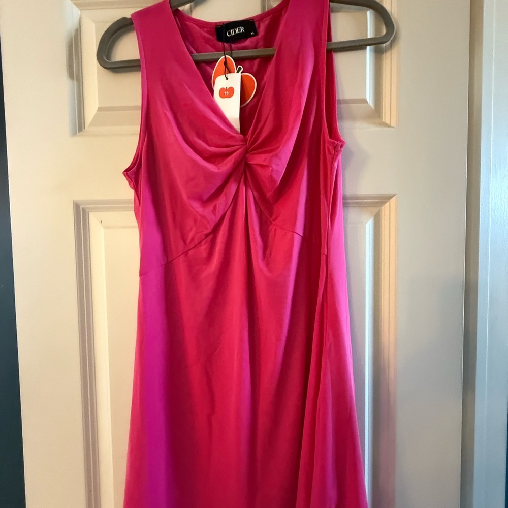 Cider Fuchsia Twist-Front Mini Dress